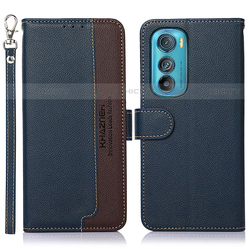 Funda de Cuero Cartera con Soporte Carcasa A09D para Motorola Moto Edge 30 5G Azul