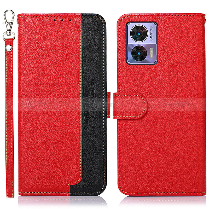 Funda de Cuero Cartera con Soporte Carcasa A09D para Motorola Moto Edge 30 Lite 5G Rojo