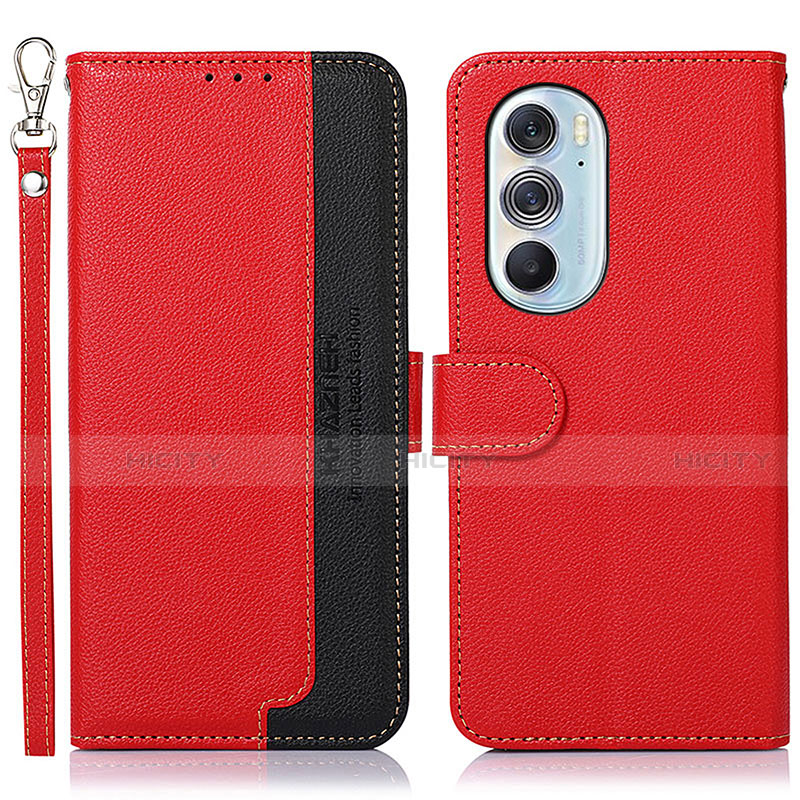 Funda de Cuero Cartera con Soporte Carcasa A09D para Motorola Moto Edge 30 Pro 5G Rojo