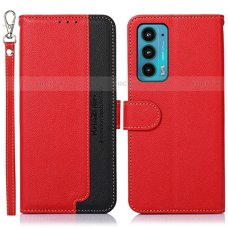 Funda de Cuero Cartera con Soporte Carcasa A09D para Motorola Moto Edge Lite 5G Rojo