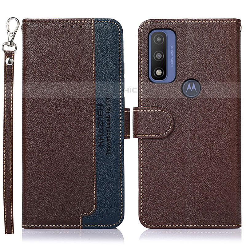 Funda de Cuero Cartera con Soporte Carcasa A09D para Motorola Moto G Pure Marron