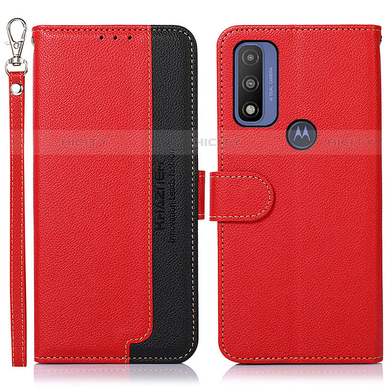 Funda de Cuero Cartera con Soporte Carcasa A09D para Motorola Moto G Pure Rojo