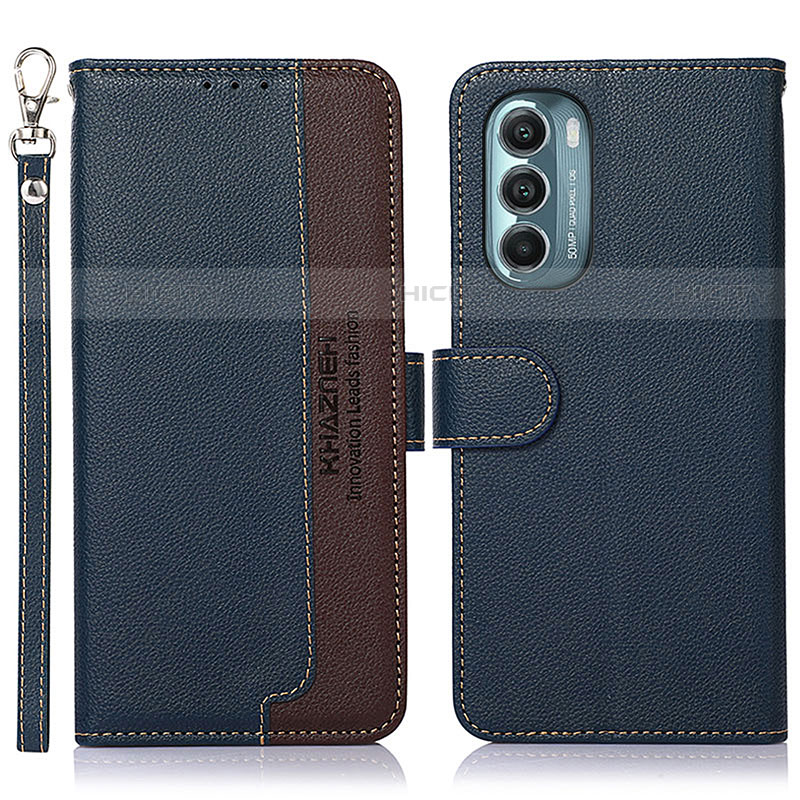 Funda de Cuero Cartera con Soporte Carcasa A09D para Motorola Moto G Stylus (2022) 4G Azul