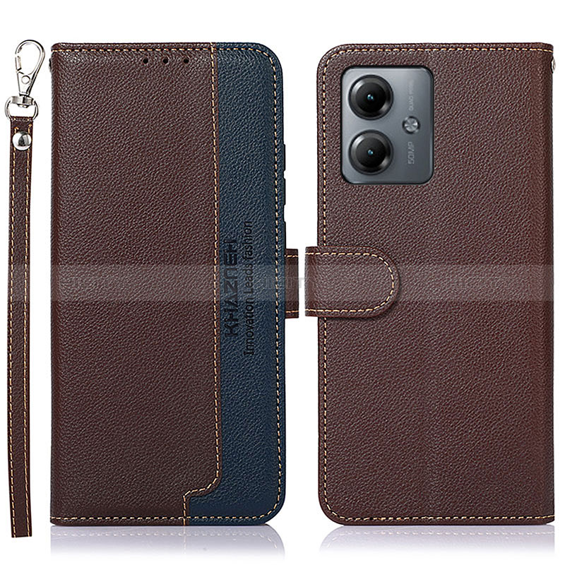 Funda de Cuero Cartera con Soporte Carcasa A09D para Motorola Moto G14 Marron