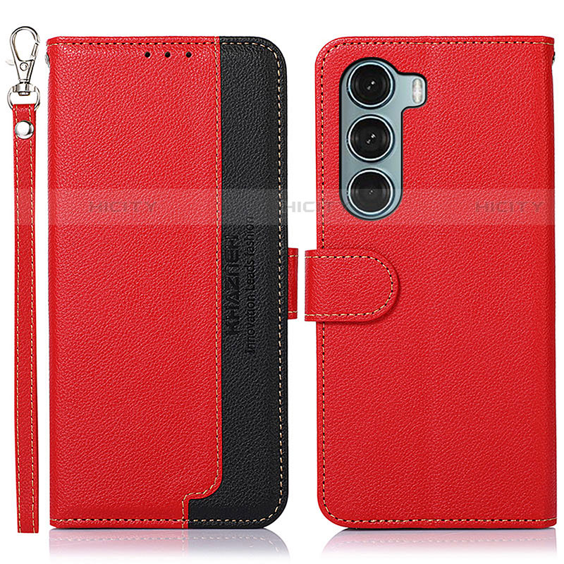 Funda de Cuero Cartera con Soporte Carcasa A09D para Motorola Moto G200 5G Rojo