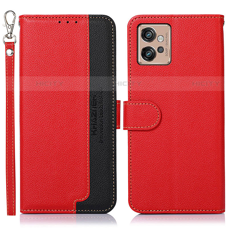 Funda de Cuero Cartera con Soporte Carcasa A09D para Motorola Moto G32 Rojo