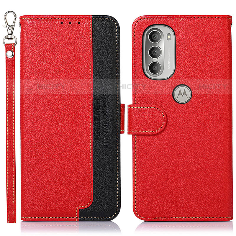 Funda de Cuero Cartera con Soporte Carcasa A09D para Motorola Moto G51 5G Rojo