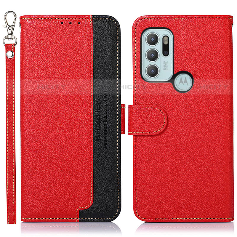 Funda de Cuero Cartera con Soporte Carcasa A09D para Motorola Moto G60s Rojo