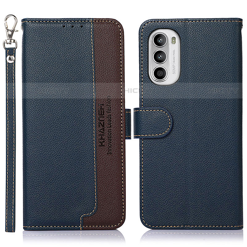 Funda de Cuero Cartera con Soporte Carcasa A09D para Motorola Moto G71s 5G Azul