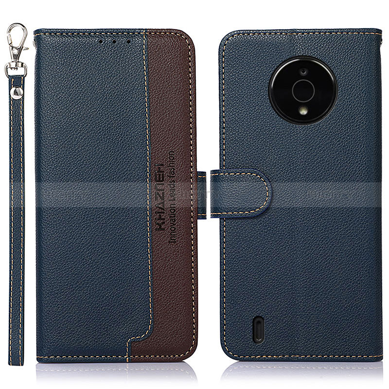 Funda de Cuero Cartera con Soporte Carcasa A09D para Nokia C200 Azul