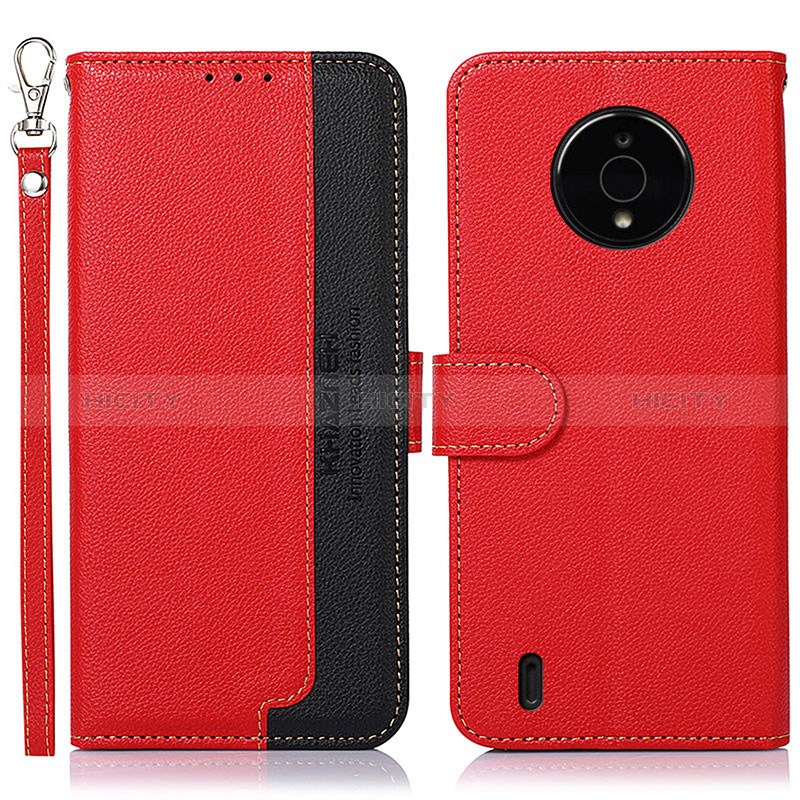 Funda de Cuero Cartera con Soporte Carcasa A09D para Nokia C200 Rojo