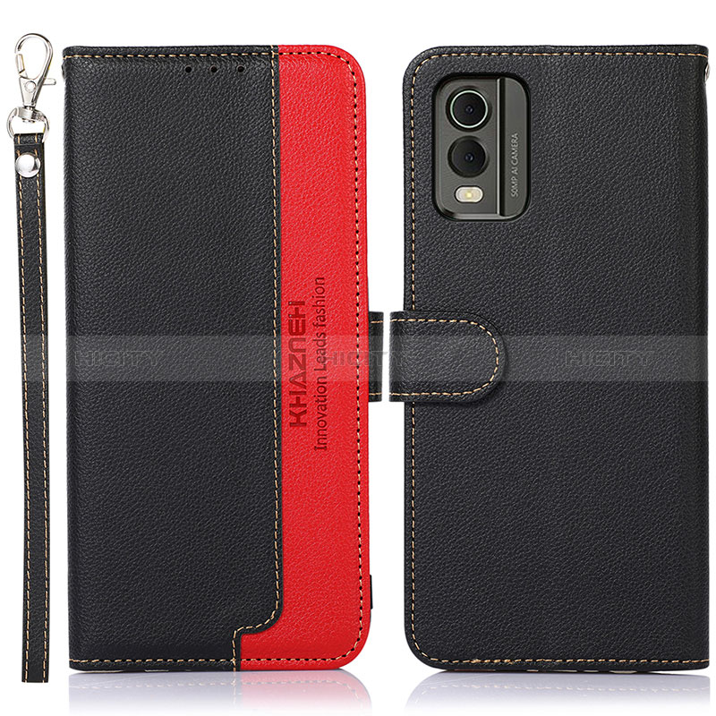 Funda de Cuero Cartera con Soporte Carcasa A09D para Nokia C210 Negro