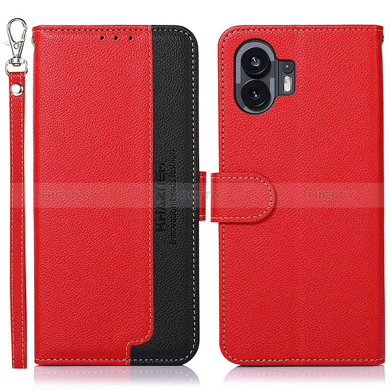 Funda de Cuero Cartera con Soporte Carcasa A09D para Nothing Phone 2 Rojo