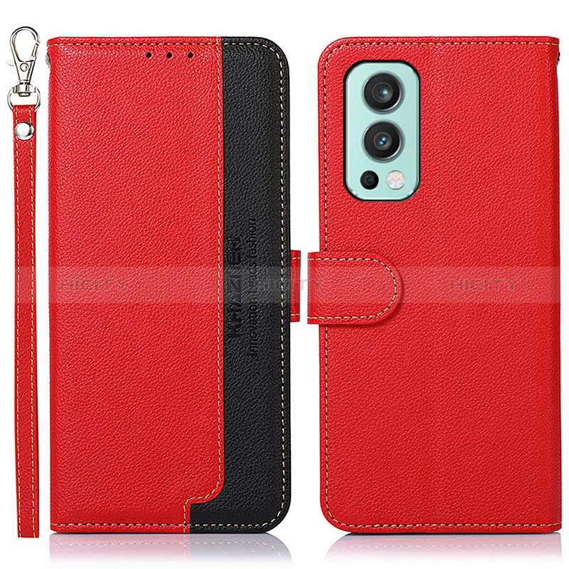 Funda de Cuero Cartera con Soporte Carcasa A09D para OnePlus Nord 2 5G Rojo