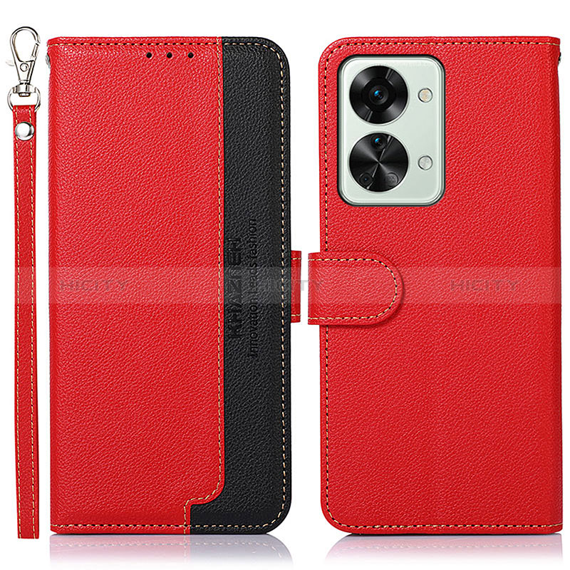 Funda de Cuero Cartera con Soporte Carcasa A09D para OnePlus Nord 2T 5G Rojo