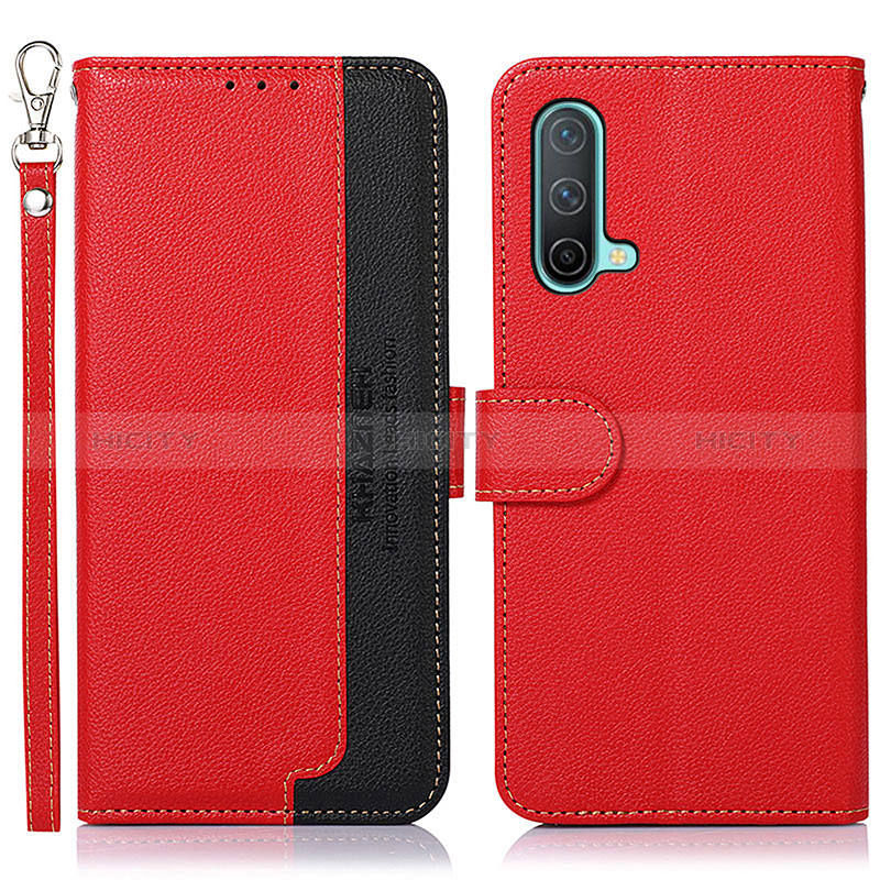 Funda de Cuero Cartera con Soporte Carcasa A09D para OnePlus Nord CE 5G Rojo