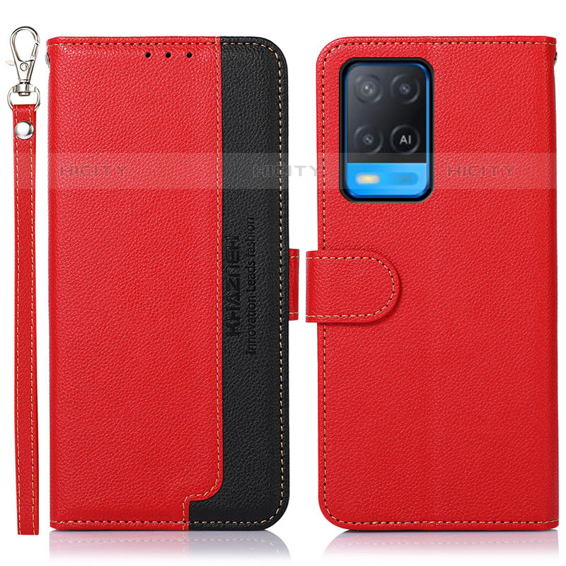 Funda de Cuero Cartera con Soporte Carcasa A09D para Oppo A54 4G Rojo