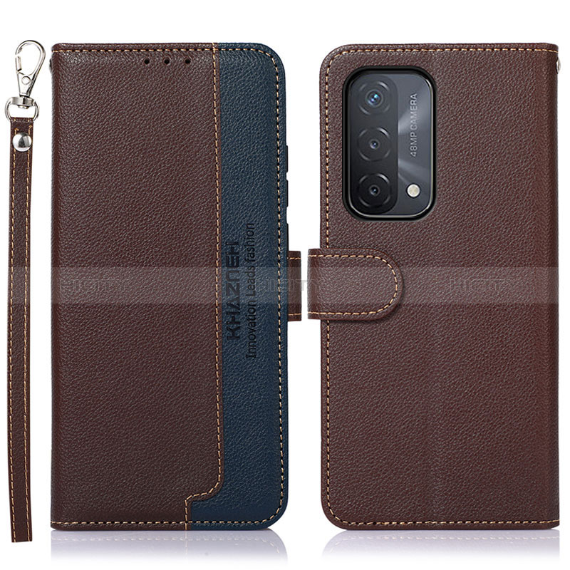 Funda de Cuero Cartera con Soporte Carcasa A09D para Oppo A54 5G Marron