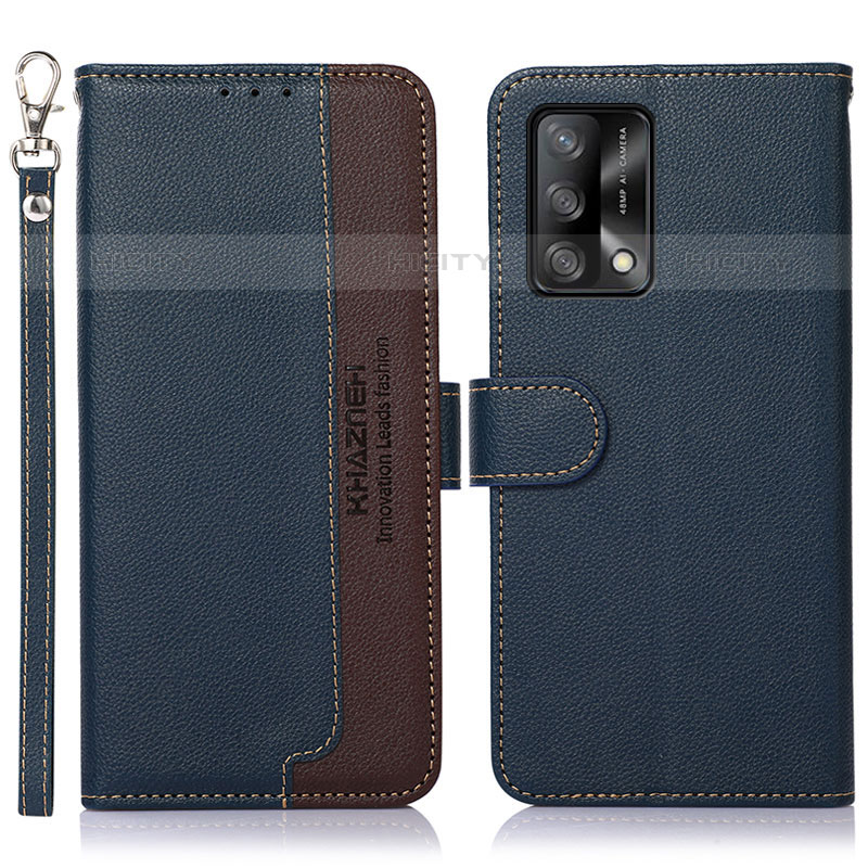 Funda de Cuero Cartera con Soporte Carcasa A09D para Oppo A74 4G Azul