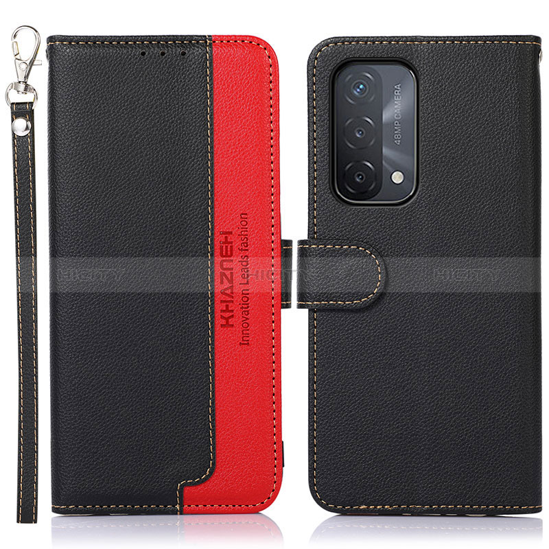 Funda de Cuero Cartera con Soporte Carcasa A09D para Oppo A74 5G Negro