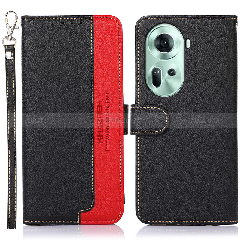 Funda de Cuero Cartera con Soporte Carcasa A09D para Oppo Reno11 5G Negro