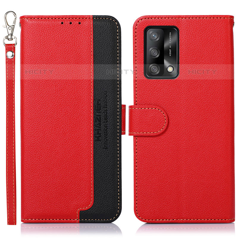 Funda de Cuero Cartera con Soporte Carcasa A09D para Oppo Reno6 Lite Rojo