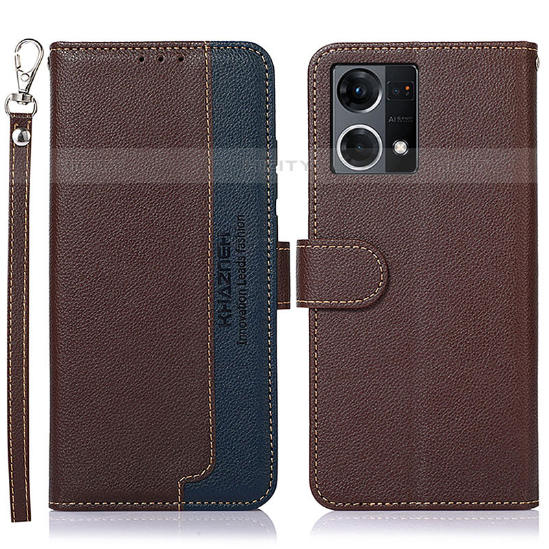 Funda de Cuero Cartera con Soporte Carcasa A09D para Oppo Reno8 4G Marron