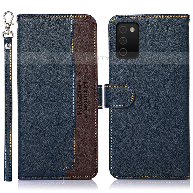 Funda de Cuero Cartera con Soporte Carcasa A09D para Samsung Galaxy M02s Azul