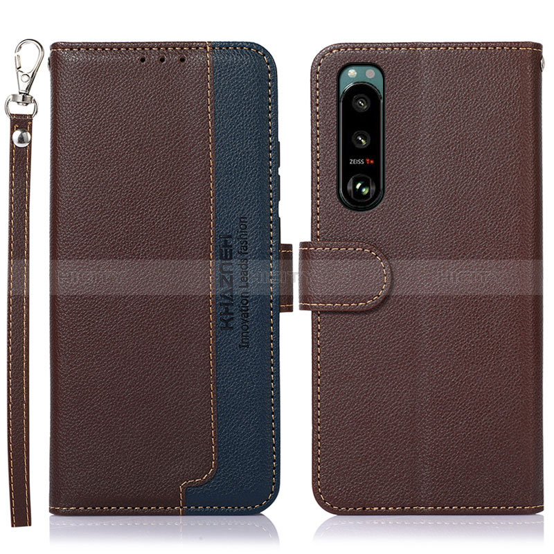 Funda de Cuero Cartera con Soporte Carcasa A09D para Sony Xperia 5 III Marron