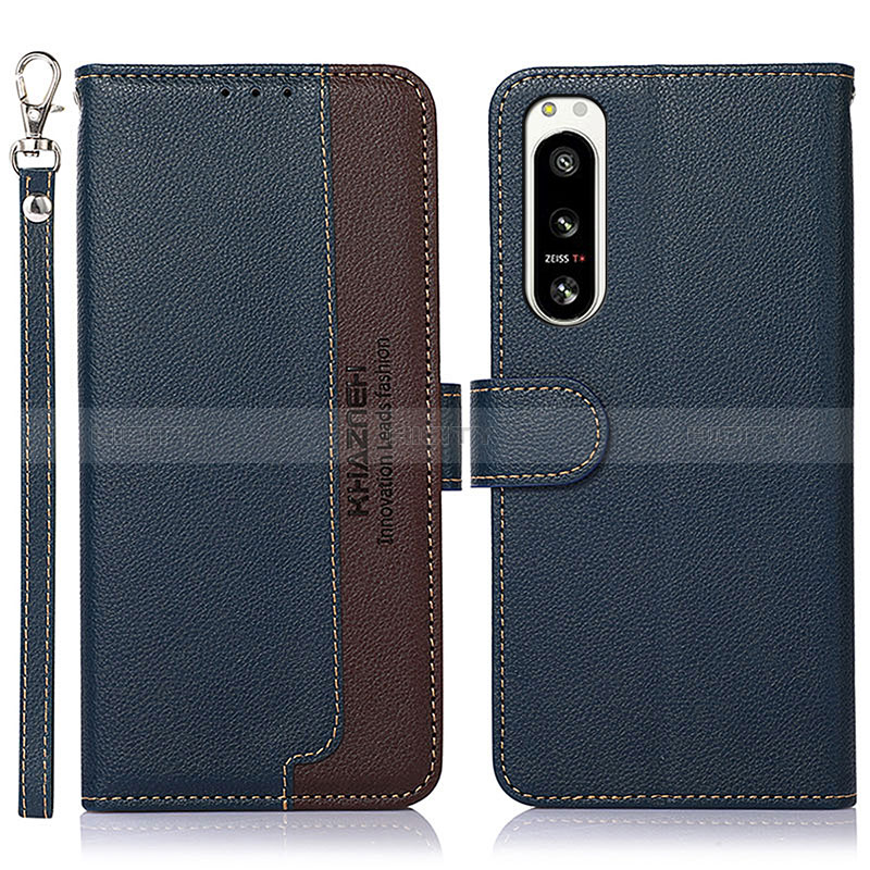 Funda de Cuero Cartera con Soporte Carcasa A09D para Sony Xperia 5 IV Azul