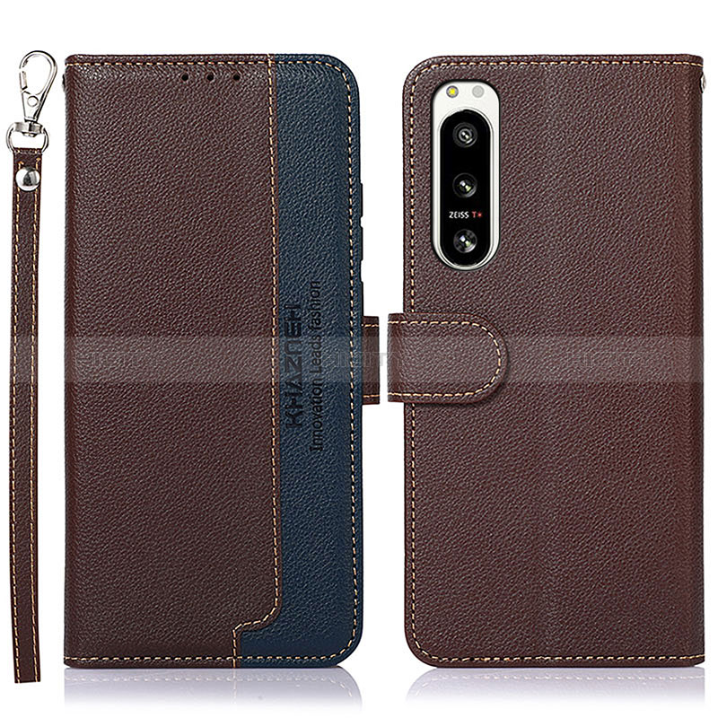 Funda de Cuero Cartera con Soporte Carcasa A09D para Sony Xperia 5 IV Marron