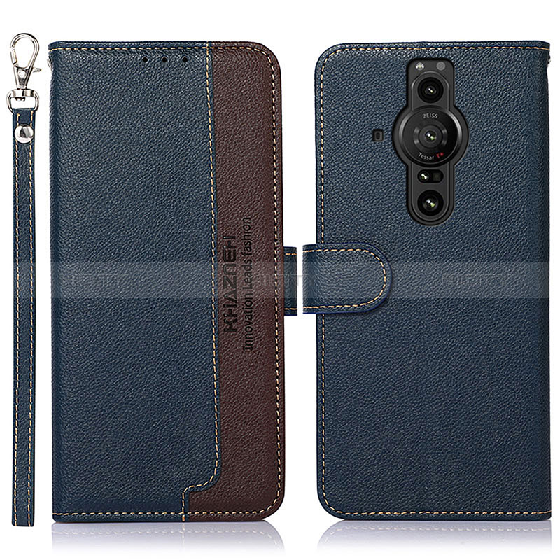 Funda de Cuero Cartera con Soporte Carcasa A09D para Sony Xperia PRO-I Azul