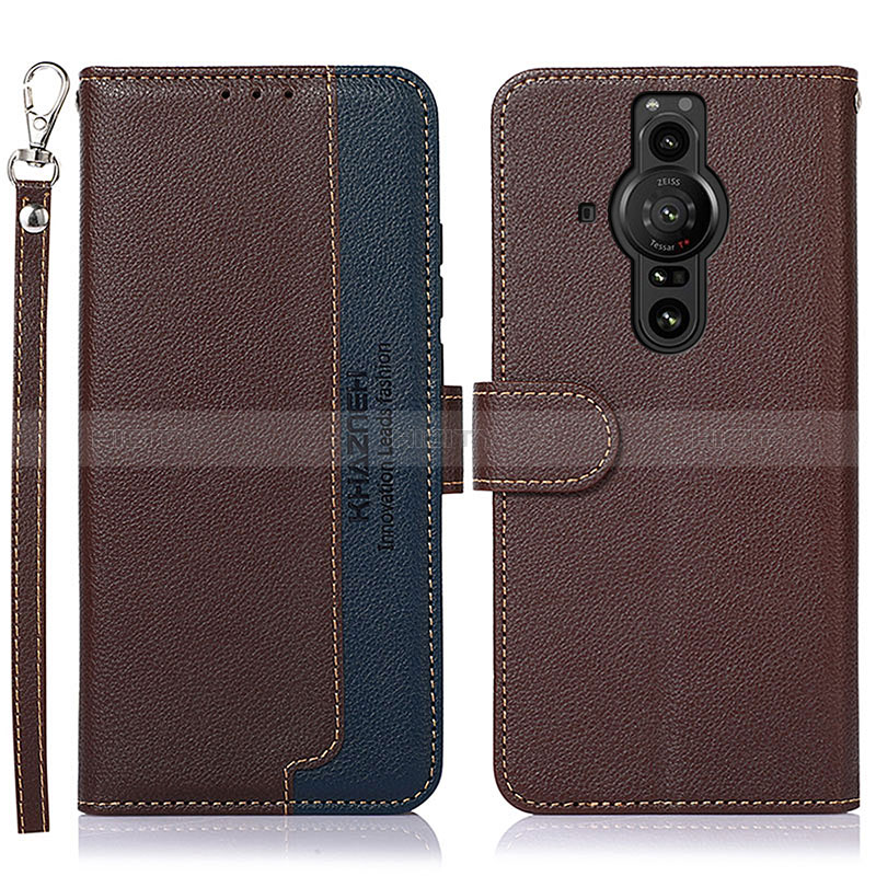 Funda de Cuero Cartera con Soporte Carcasa A09D para Sony Xperia PRO-I Marron