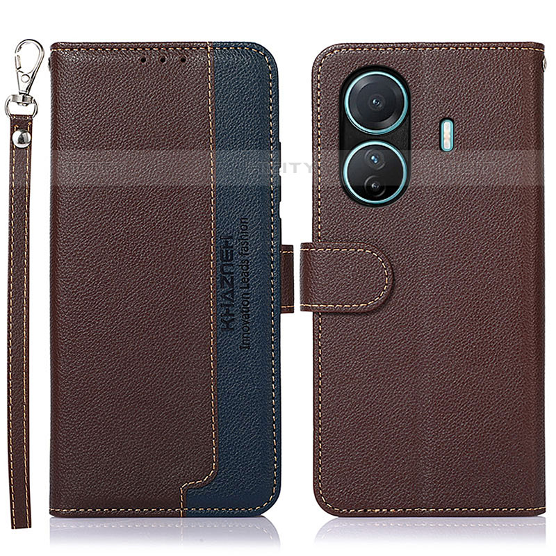 Funda de Cuero Cartera con Soporte Carcasa A09D para Vivo iQOO Z6 Pro 5G Marron