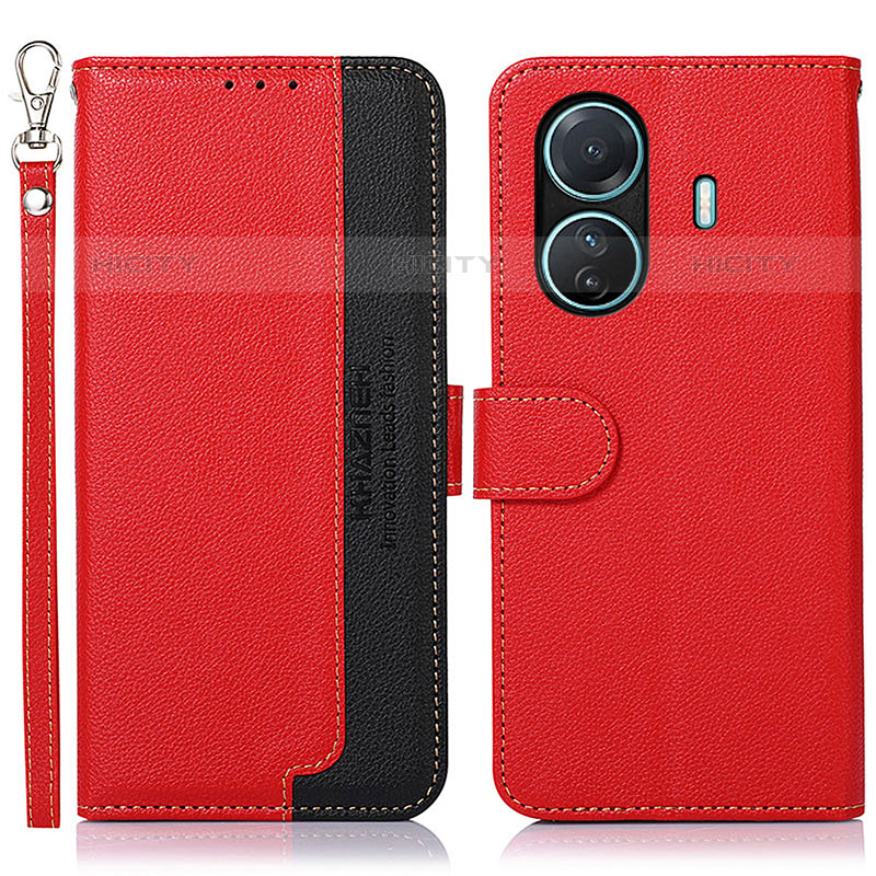 Funda de Cuero Cartera con Soporte Carcasa A09D para Vivo iQOO Z6 Pro 5G Rojo