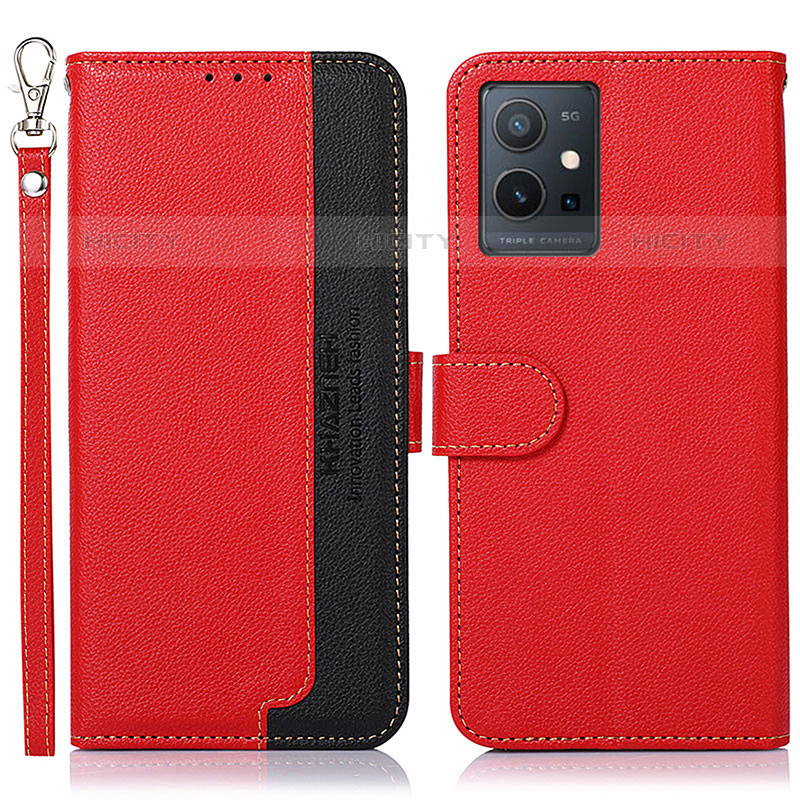 Funda de Cuero Cartera con Soporte Carcasa A09D para Vivo T1 5G India Rojo