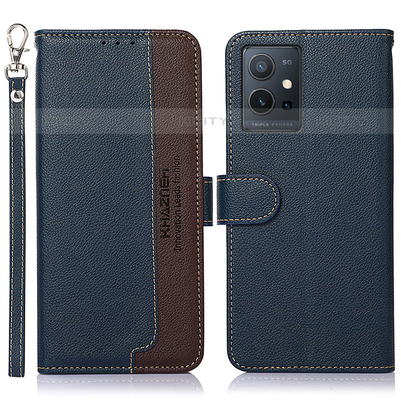 Funda de Cuero Cartera con Soporte Carcasa A09D para Vivo Y55 5G Azul