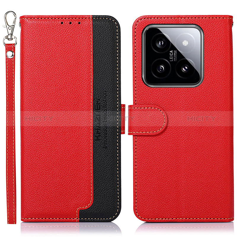 Funda de Cuero Cartera con Soporte Carcasa A09D para Xiaomi Mi 14 Pro 5G Rojo