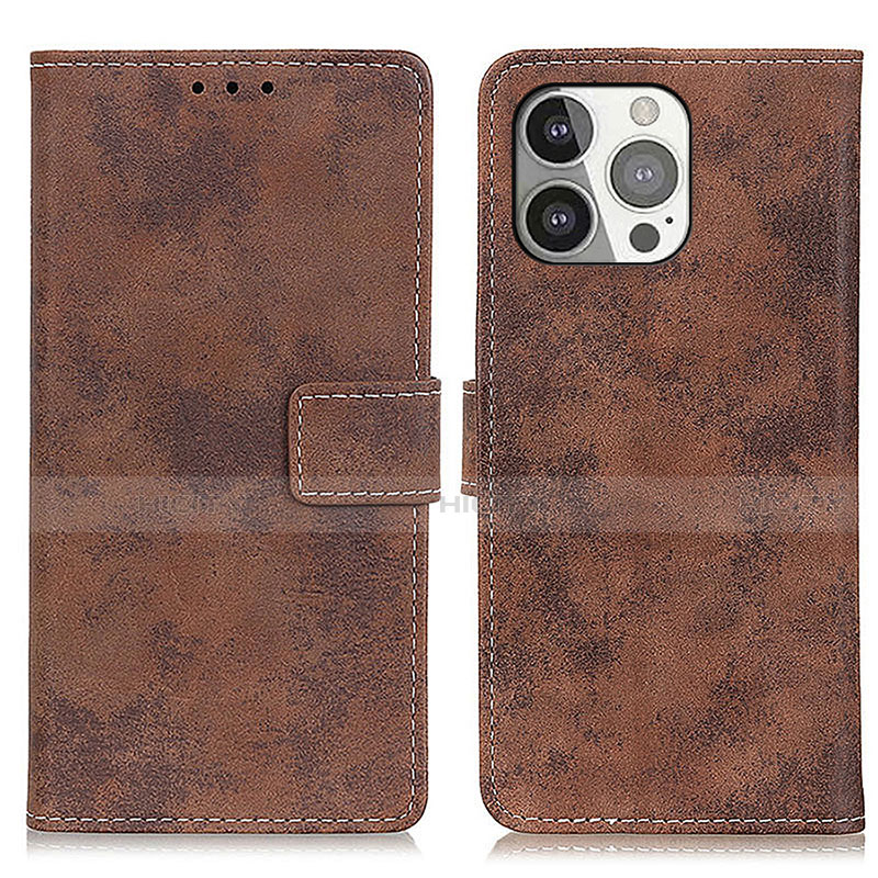 Funda de Cuero Cartera con Soporte Carcasa A10 para Apple iPhone 13 Pro Max Marron