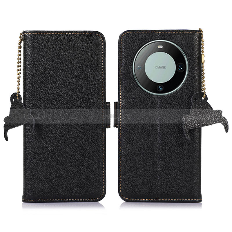 Funda de Cuero Cartera con Soporte Carcasa A10D para Huawei Mate 60 Negro