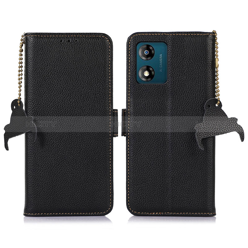 Funda de Cuero Cartera con Soporte Carcasa A10D para Motorola Moto E13 Negro