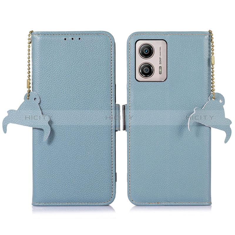 Funda de Cuero Cartera con Soporte Carcasa A10D para Motorola Moto G53j 5G Azul Claro