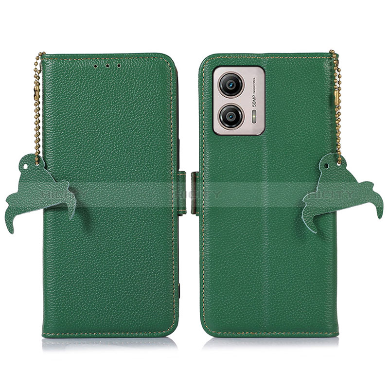 Funda de Cuero Cartera con Soporte Carcasa A10D para Motorola Moto G53y 5G Verde