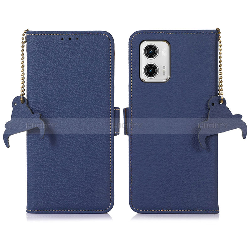 Funda de Cuero Cartera con Soporte Carcasa A10D para Motorola Moto G73 5G Azul