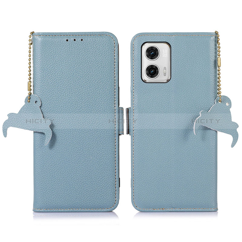 Funda de Cuero Cartera con Soporte Carcasa A10D para Motorola Moto G73 5G Azul Claro