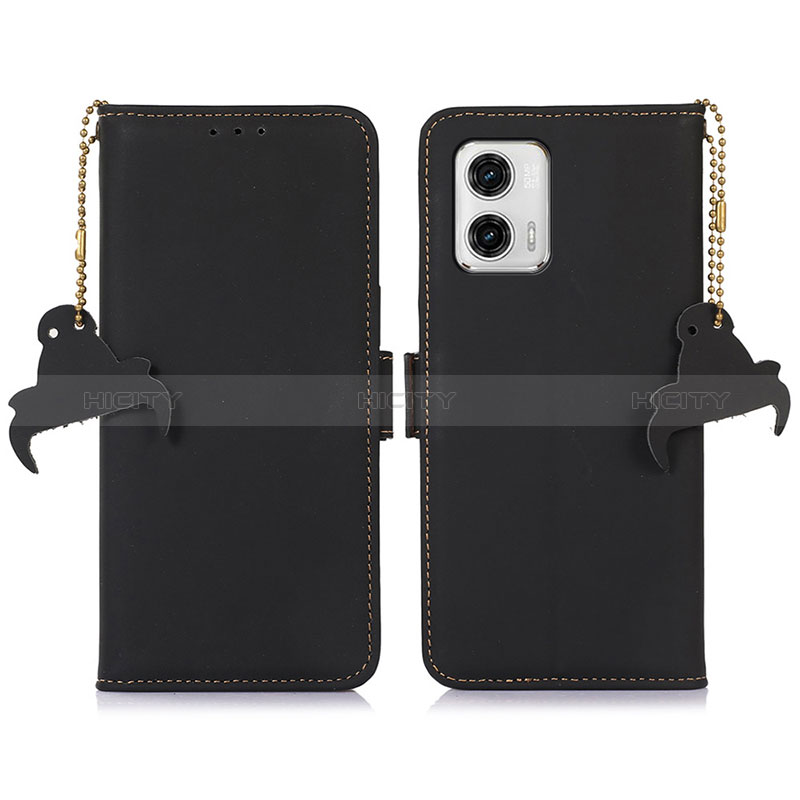 Funda de Cuero Cartera con Soporte Carcasa A11D para Motorola Moto G73 5G Negro