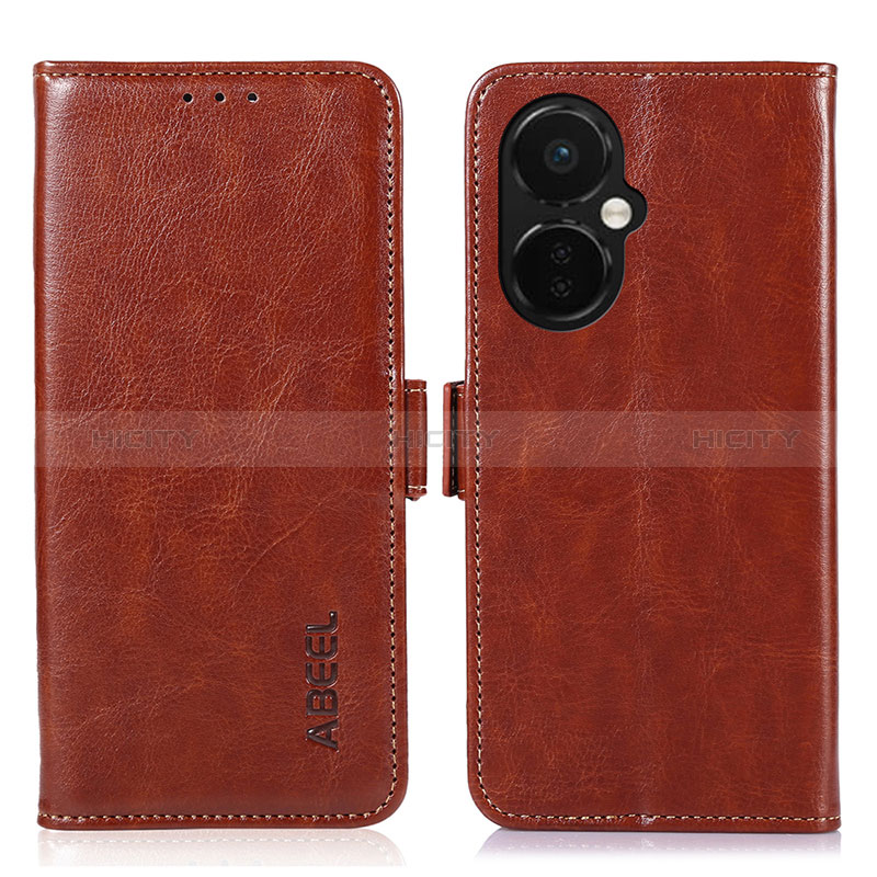 Funda de Cuero Cartera con Soporte Carcasa A12D para OnePlus Nord CE 3 5G Marron