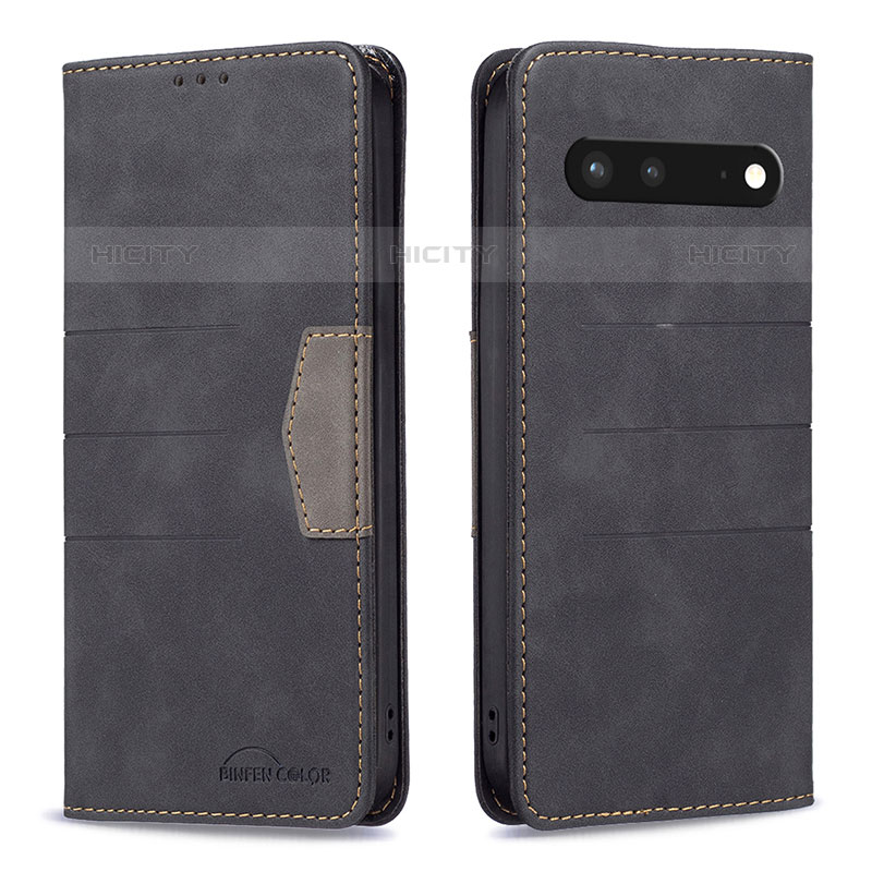 Funda de Cuero Cartera con Soporte Carcasa B01F para Google Pixel 7 5G Negro