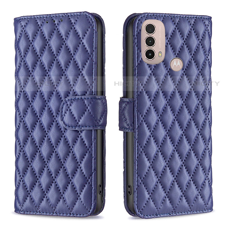 Funda de Cuero Cartera con Soporte Carcasa B01F para Motorola Moto E20 Azul