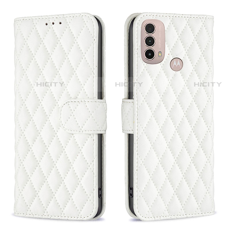 Funda de Cuero Cartera con Soporte Carcasa B01F para Motorola Moto E30 Blanco